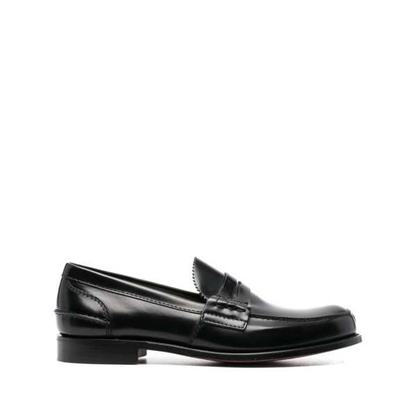 polished-finish round-toe loafers