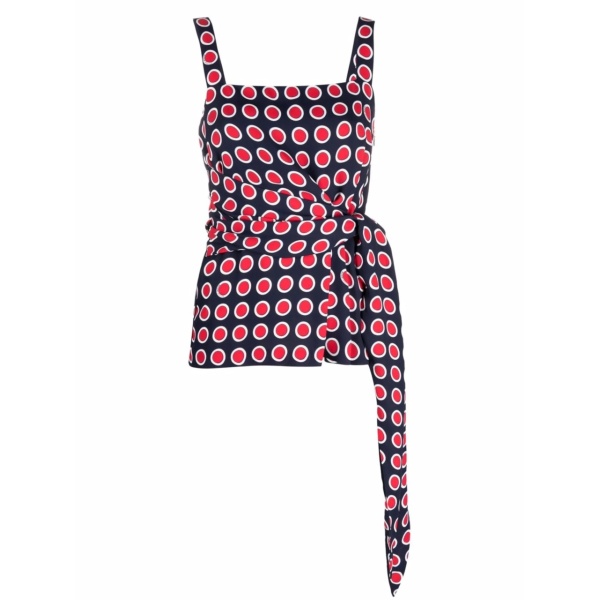 polka-dot belted tank top