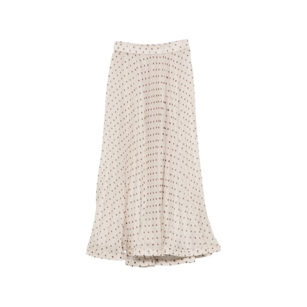polka-dot pleated maxi skirt