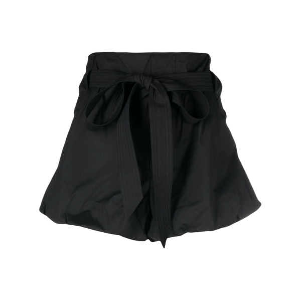 puffball-hem belted mini shorts