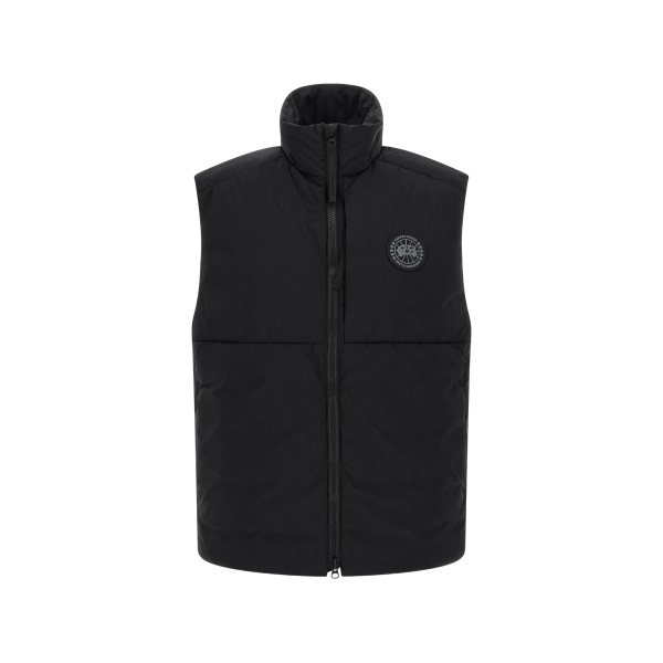 quilted logo-patch gilet