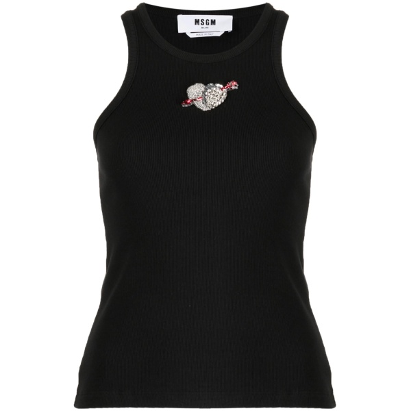 ribbed heart-embellished top