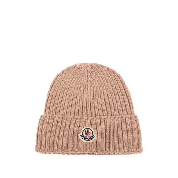 ribbed logo-patch beanie hat