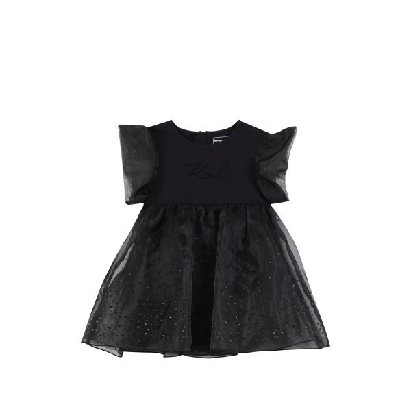 round-neck puff-sleeve dress