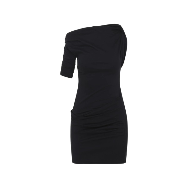 ruched one-shoulder mini dress