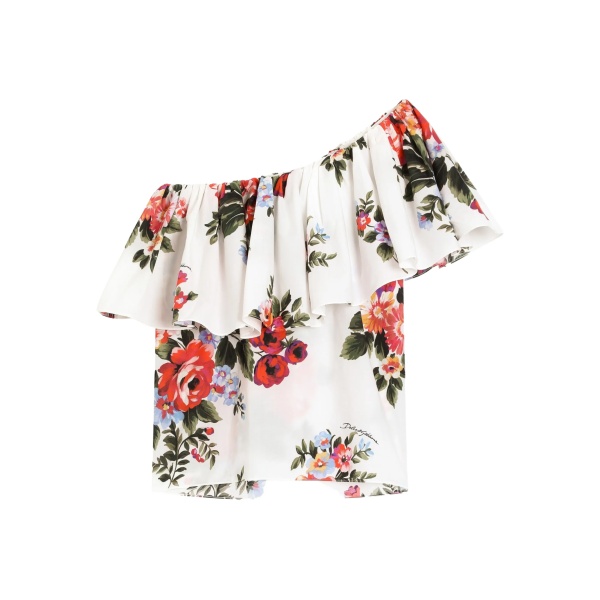 ruffled floral-print top