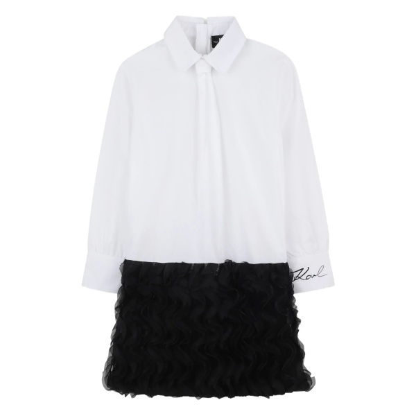 ruffled-hem shirt dress