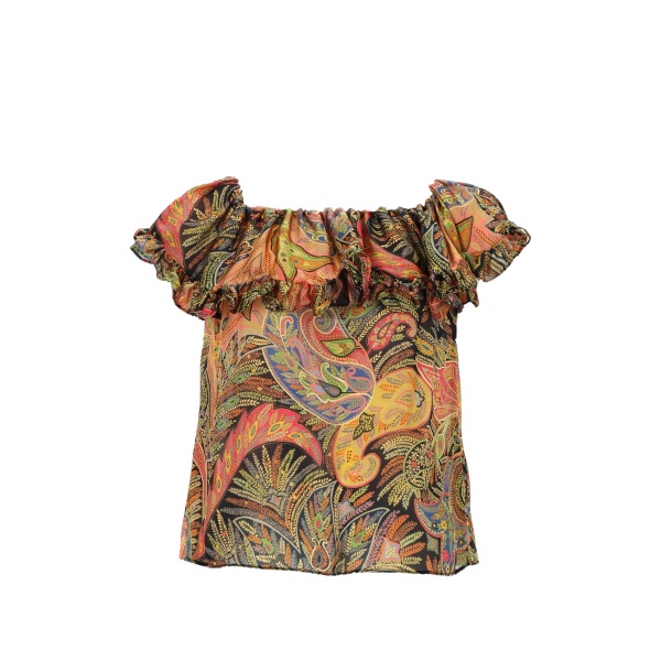 ruffled paisley-print top