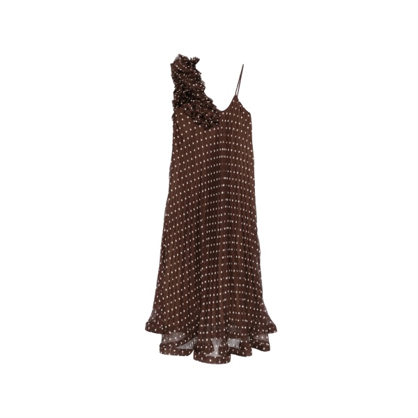 ruffled polka-dot midi dress