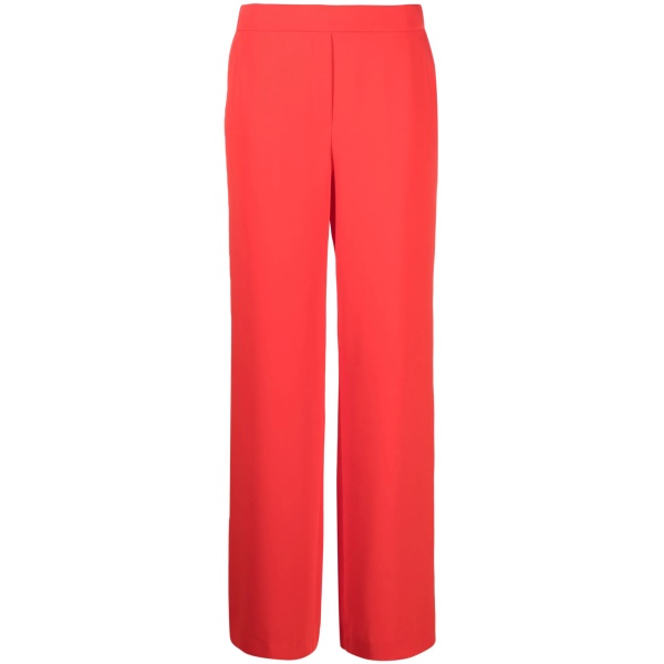 satin-finish straight-leg trousers