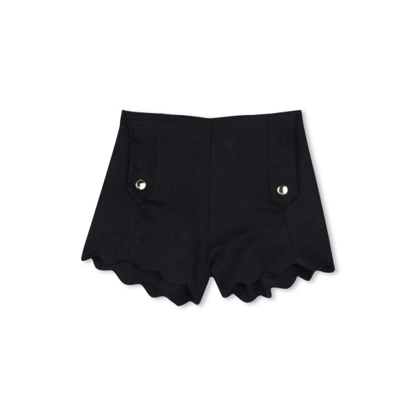 scallop-edge linen shorts