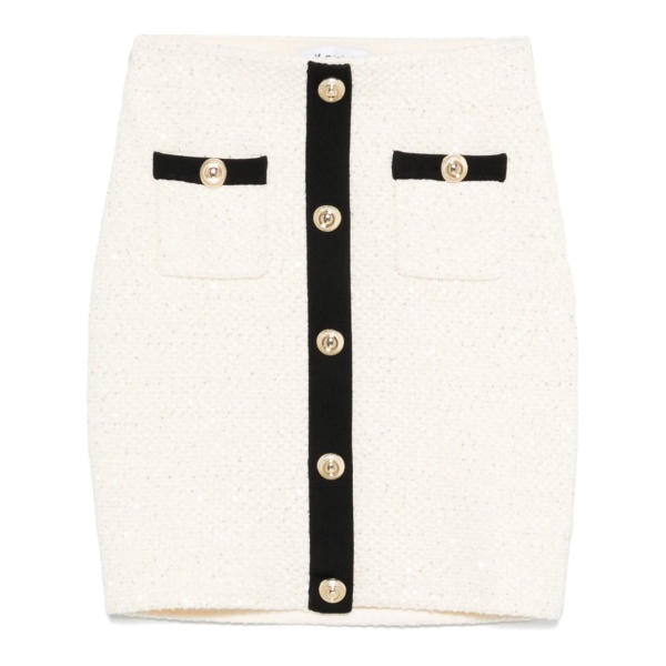 sequin-embellished knitted mini skirt
