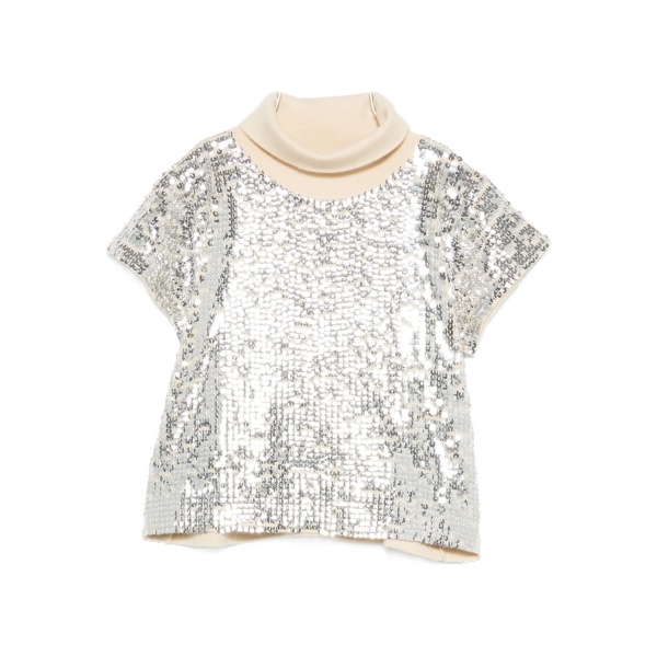 sequin-embellished roll-neck T-shirt