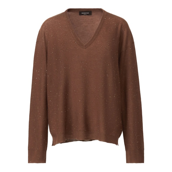 sequin-embellished V-neck jumper
