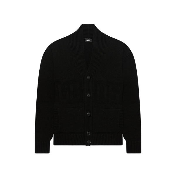 shawl-collar buttoned cardigan