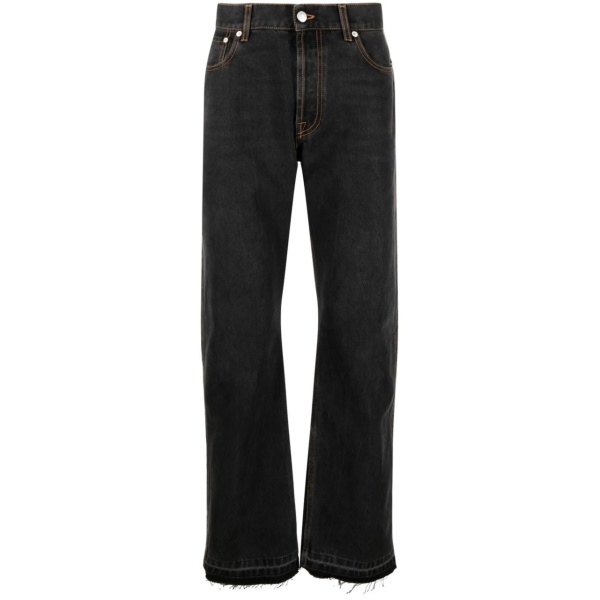 side stripe straight-leg jeans