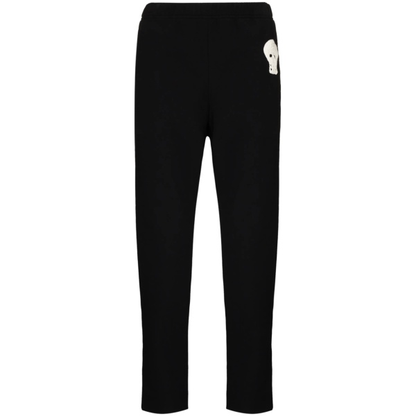 skull-embroidered zip-ankle tack pants