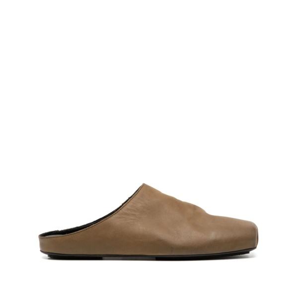 square-toe leather mules