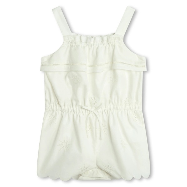 star-embroidered poplin rompers