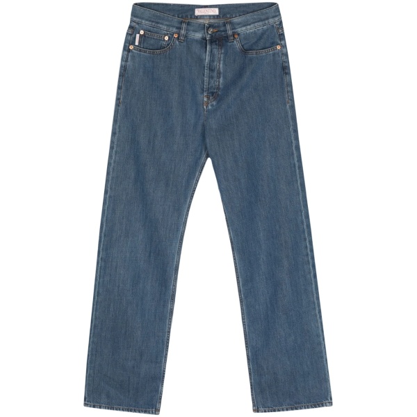 straight-leg washed jeans