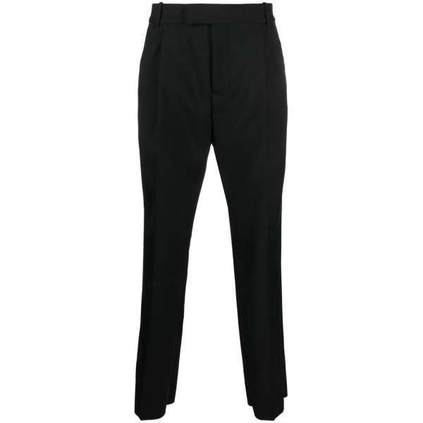 straight-leg wool trousers
