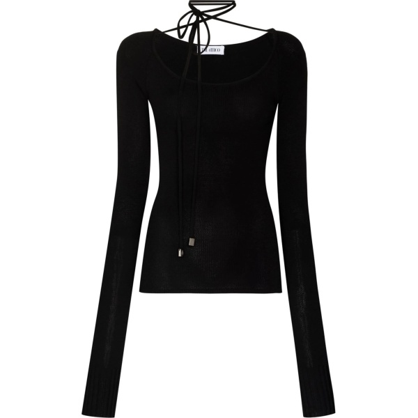 strap-detail knitted top