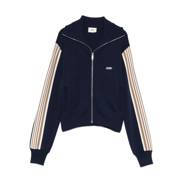 stripe-detail zip-up sweatshirt