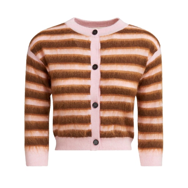 striped brushed wool cardigan