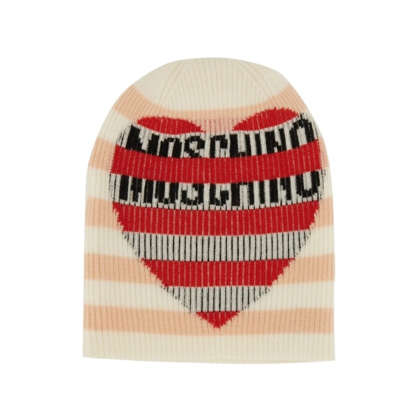 striped heart hat
