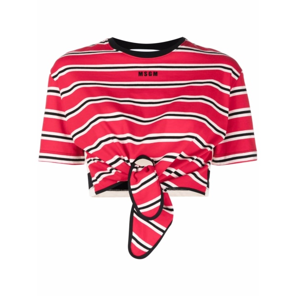 striped tie-waist T-shirt