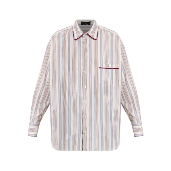 striped velvet-trimmed shirt