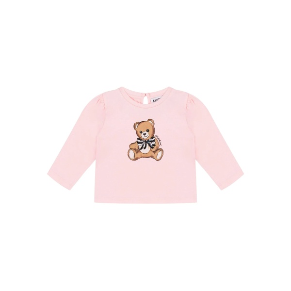 teddy bear-print long-sleeve top
