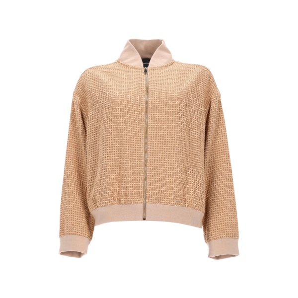 textured-finish zip-up bomber jacket