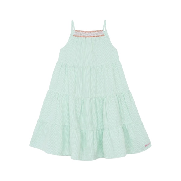 tiered striped-detail dress