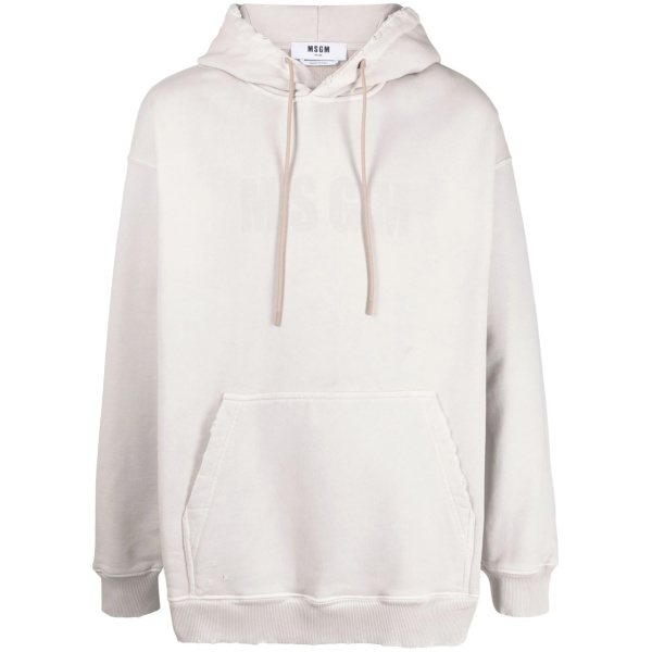 tonal logo-print cotton hoodie