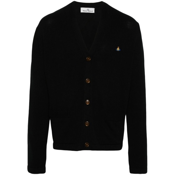 V-neck fine-knit cardigan