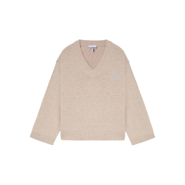 V-neck ribbed sweater