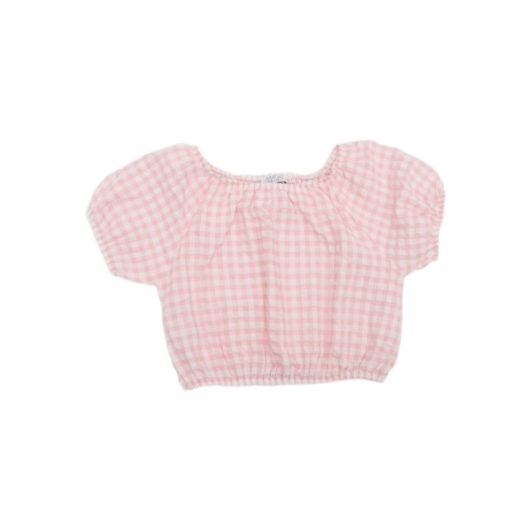 Vichy gingham puff-sleeve top