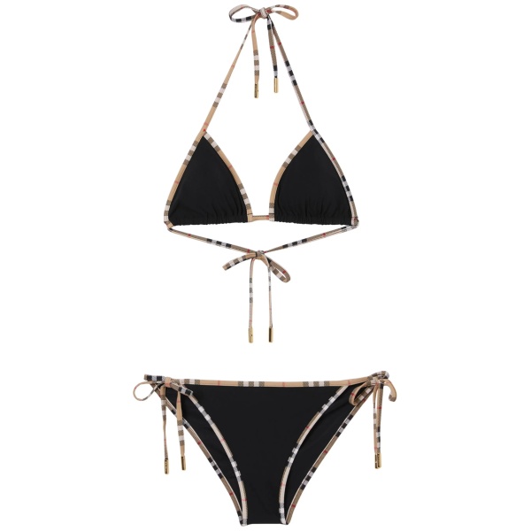 Vintage Check-trim triangle bikini