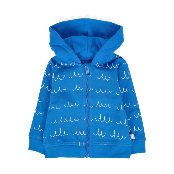 wave-print cotton hooded top