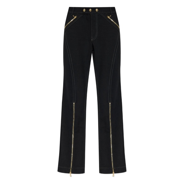 zip-detail topstitched denim jeans