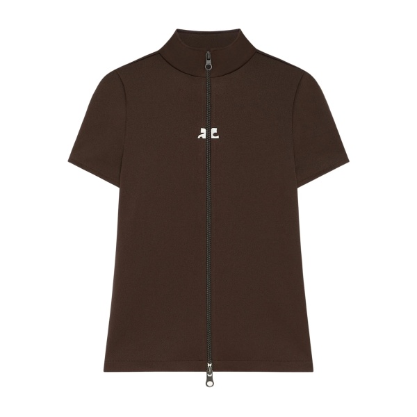 zippered short-sleeve top