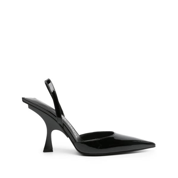 100mm patent-finish pointed-toe mules