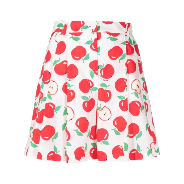 apple print pleated shorts