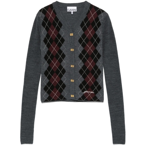 argyle-knit cardigan