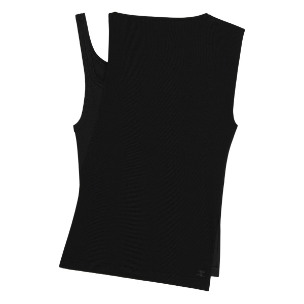asymmetric-neckline ribbed top