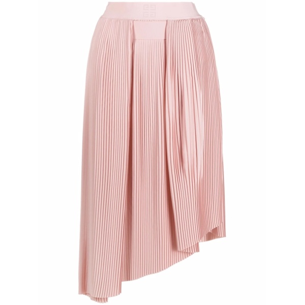 asymmetric pleated midi skirt