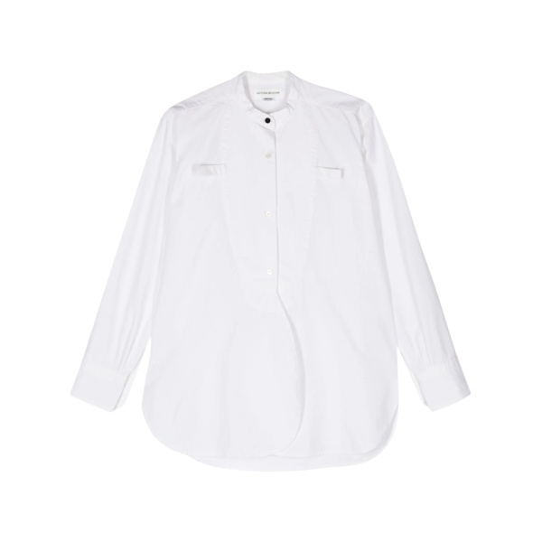 band-collar twill shirt