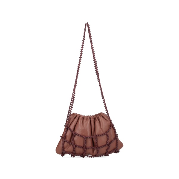 beaded leather shoulder bag