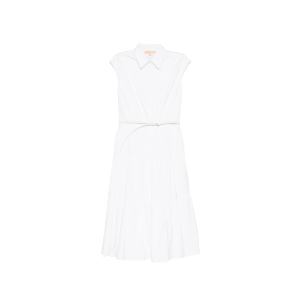 belted cotton midi dress